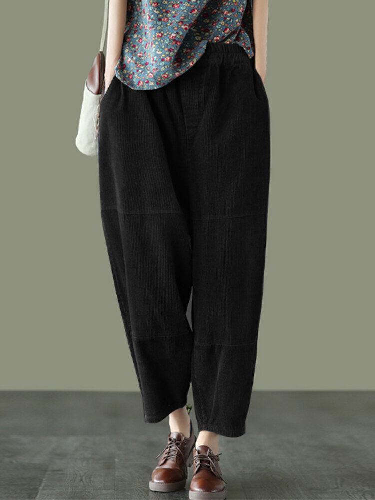 Dames Corduroy Vintage Harlan Losse Elastische Taille Vrijetijdsbroek