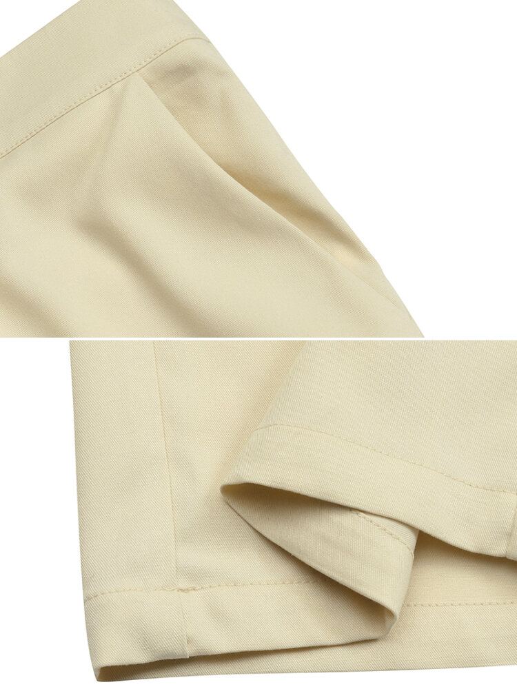 Dames Effen Kleur Midden Taille Casual Rechte Cargo Broek Met Zakken