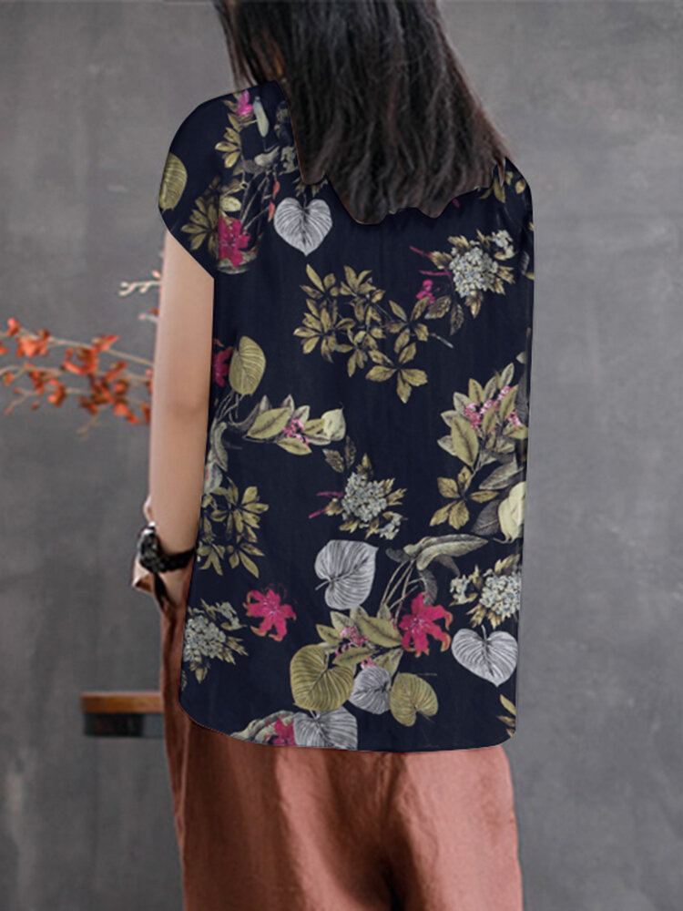 Losvallend 100% Katoenen Knoopbloemen Kort Aan De Voorkant En Lang Aan De Achterkant Gesplitst Mouwloos Shirt Voor Dames