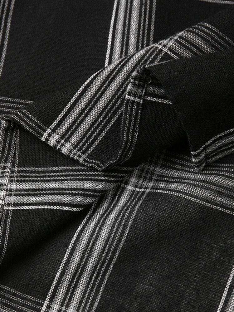Vrouwen Plaid Side Of The Split Button Borstzak Reverskraag Casual Shirt