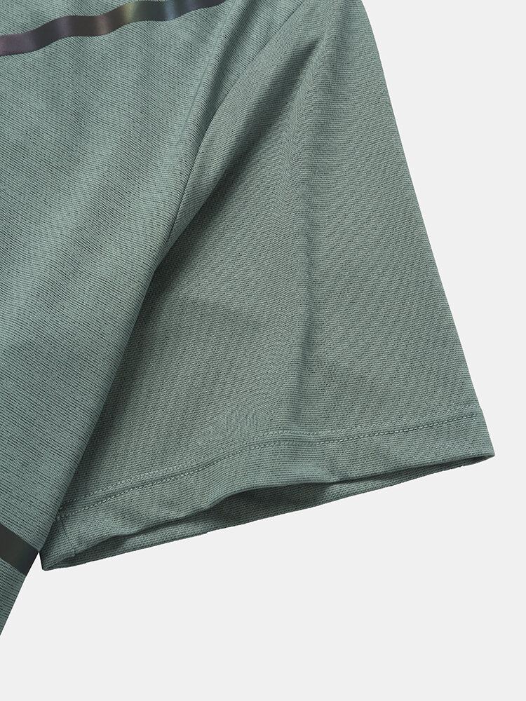 Heren Hoge Elastische Ademende Korte Mouw Sneldrogende Zachte Gladde Sportkleding Top