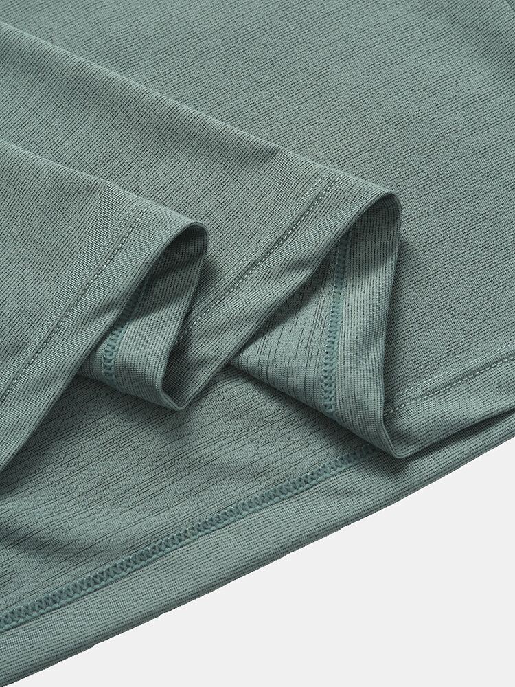Heren Hoge Elastische Ademende Korte Mouw Sneldrogende Zachte Gladde Sportkleding Top