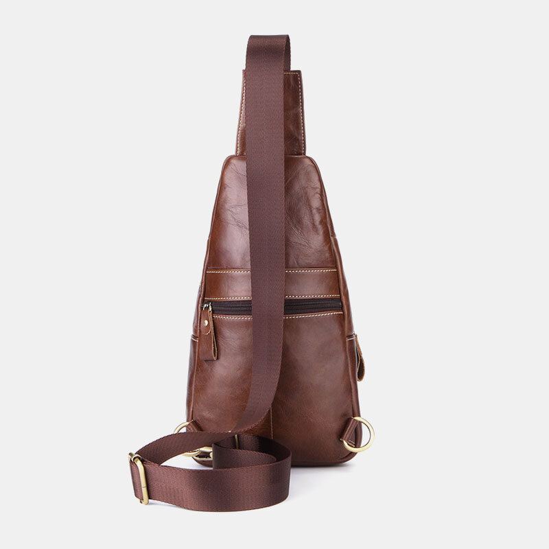 Mannen Echt Leer Retro Business Casual Effen Kleur Lederen Schoudertas Crossbody Tas Borsttas
