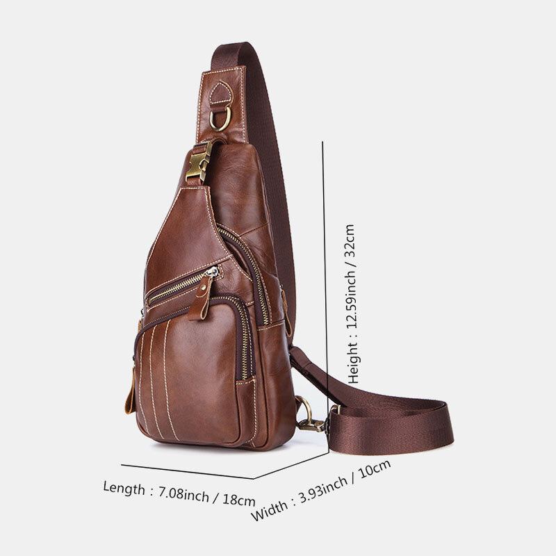 Mannen Echt Leer Retro Business Casual Effen Kleur Lederen Schoudertas Crossbody Tas Borsttas