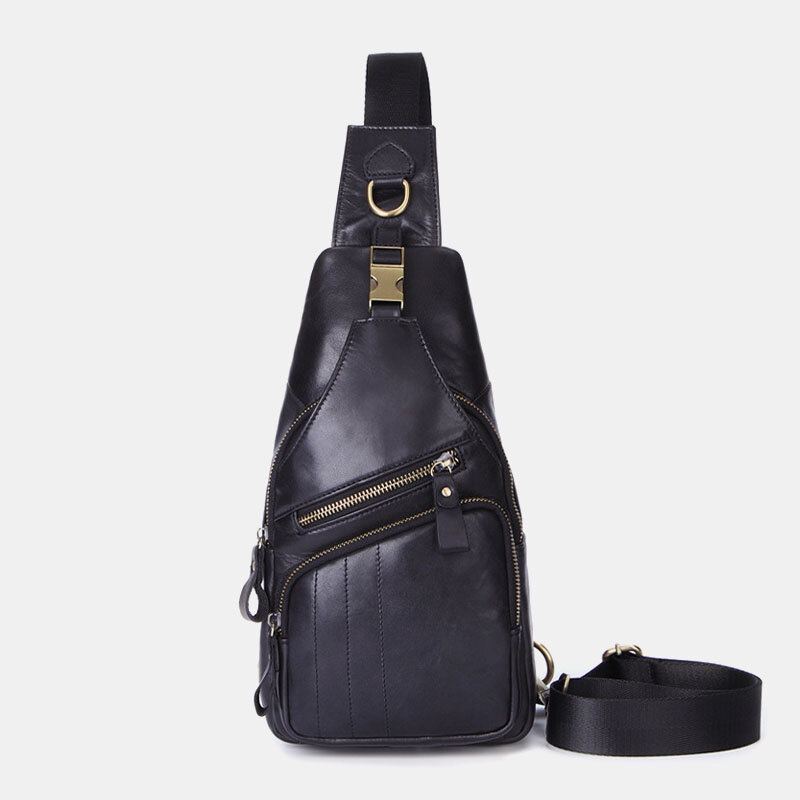 Mannen Echt Leer Retro Business Casual Effen Kleur Lederen Schoudertas Crossbody Tas Borsttas