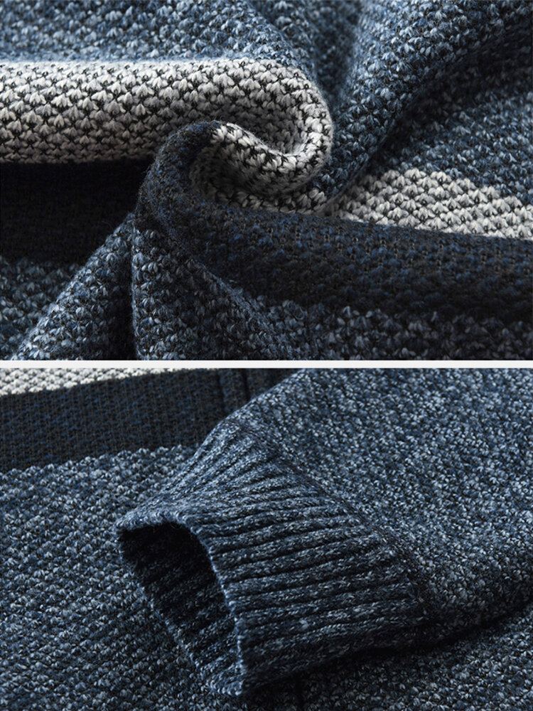 Heren Patchwork Rits Voor Rib-gebreide Pluche Gevoerde Capuchon Vesten Met Zak