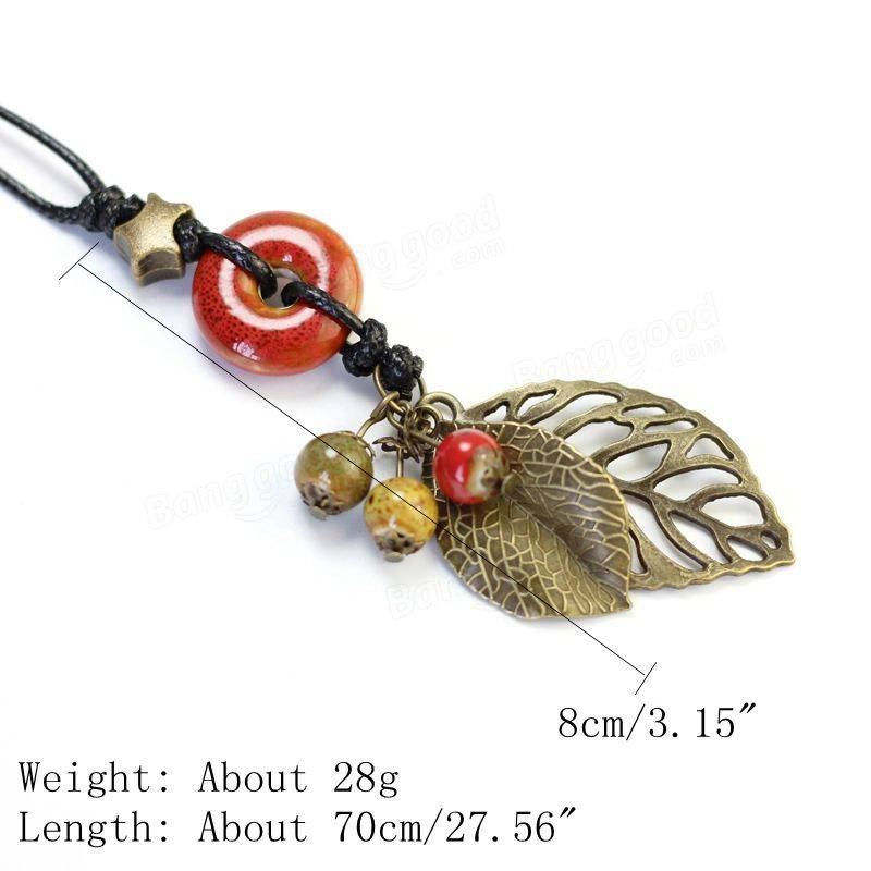 Etnische Hanger Handgemaakte Kralen Ketting Bladeren Ketting Vintage Sieraden Voor Vrouwen