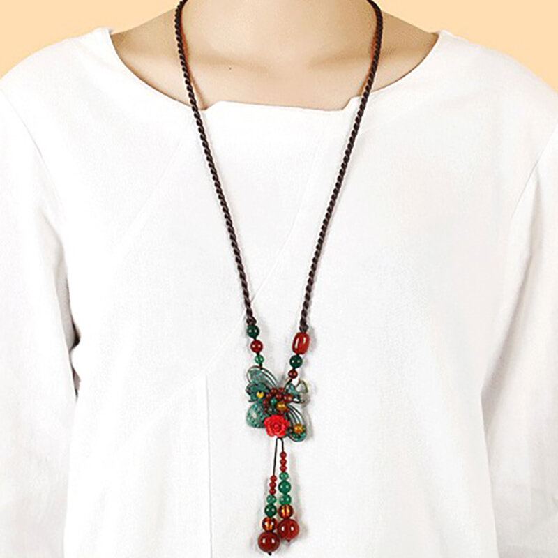 Vintage Bee Agaat Trui Collier Etnische Lange Stijl Ketting Voor Dames