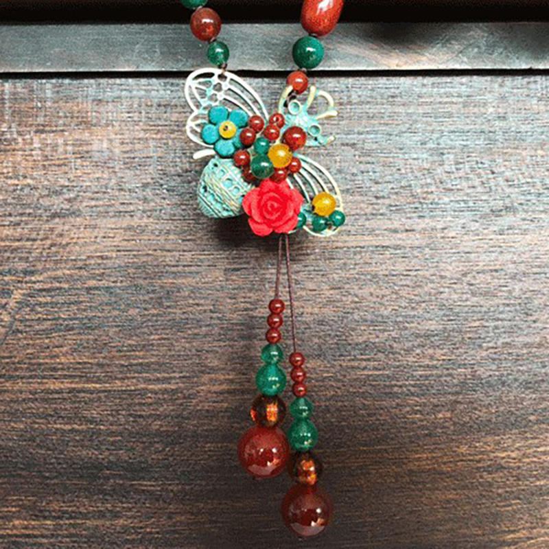 Vintage Bee Agaat Trui Collier Etnische Lange Stijl Ketting Voor Dames