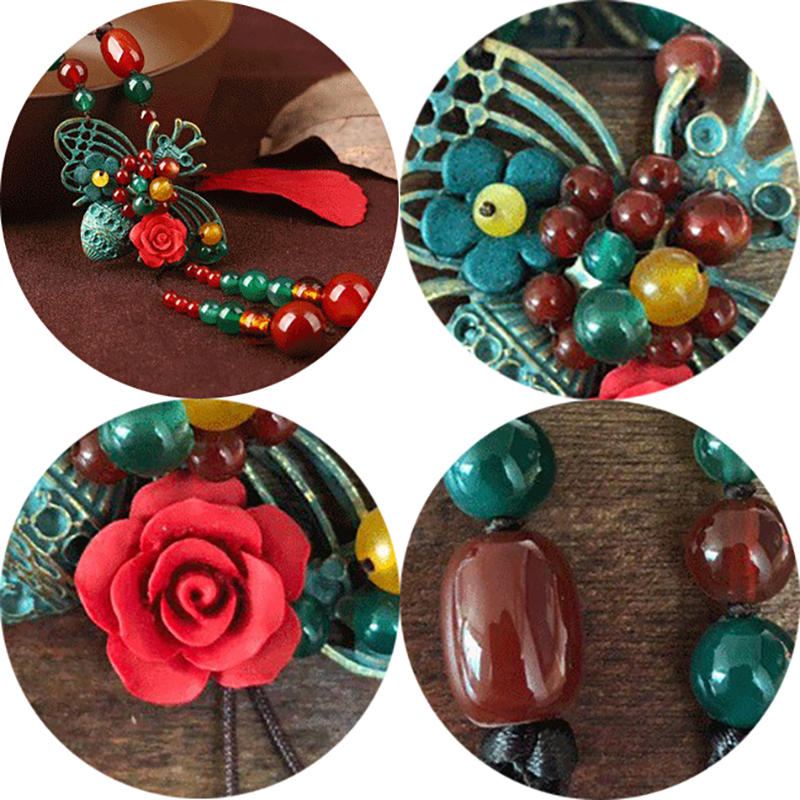 Vintage Bee Agaat Trui Collier Etnische Lange Stijl Ketting Voor Dames