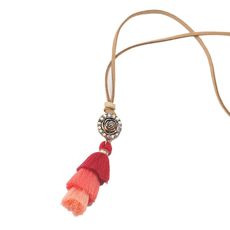 Vrouwen Boheemse Ketting Gradiënt Kleurrijke Kwasten Hanger Etnische Mode Ketting Voor Vrouwen