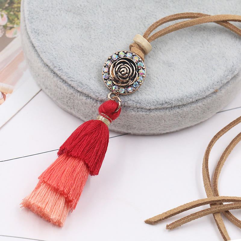 Vrouwen Boheemse Ketting Gradiënt Kleurrijke Kwasten Hanger Etnische Mode Ketting Voor Vrouwen