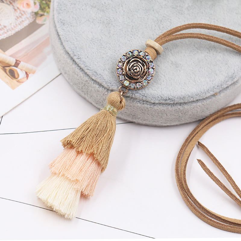 Vrouwen Boheemse Ketting Gradiënt Kleurrijke Kwasten Hanger Etnische Mode Ketting Voor Vrouwen