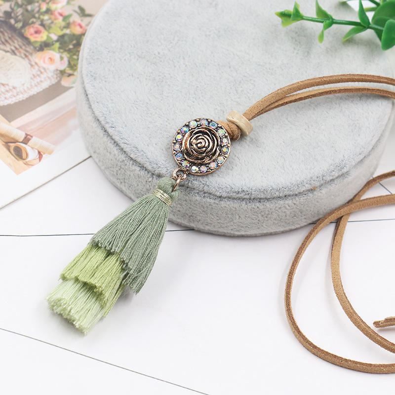 Vrouwen Boheemse Ketting Gradiënt Kleurrijke Kwasten Hanger Etnische Mode Ketting Voor Vrouwen