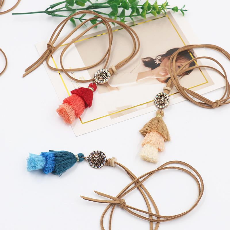 Vrouwen Boheemse Ketting Gradiënt Kleurrijke Kwasten Hanger Etnische Mode Ketting Voor Vrouwen