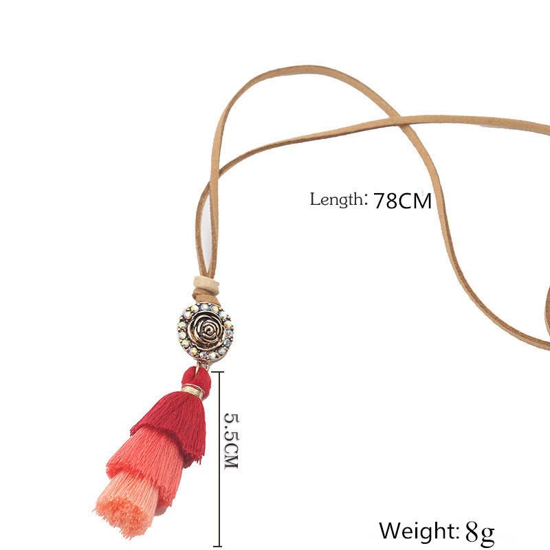 Vrouwen Boheemse Ketting Gradiënt Kleurrijke Kwasten Hanger Etnische Mode Ketting Voor Vrouwen