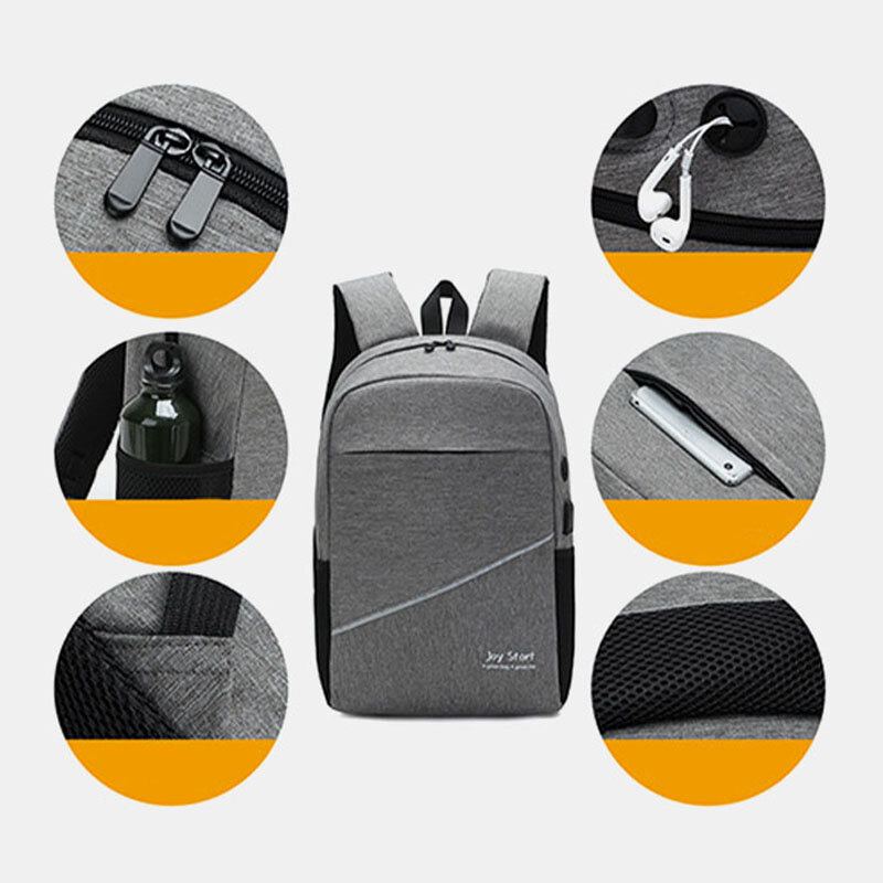 Mannen 3 Stks Nylon Usb Opladen Slijtvastheid Mode Toevallige Laptoptas Rugzak Crossbody Tas Clutch Tas