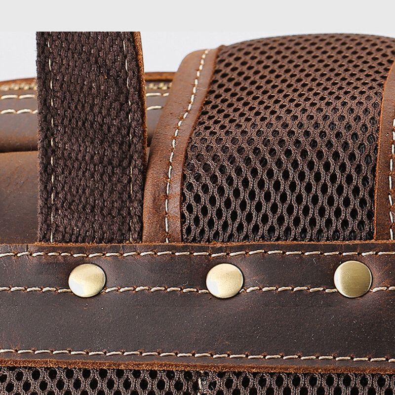 Mannen Echt Leer Grote Capaciteit Retro Casual Mode 14 Inch Laptoptas Reistas Zakelijke Rugzak