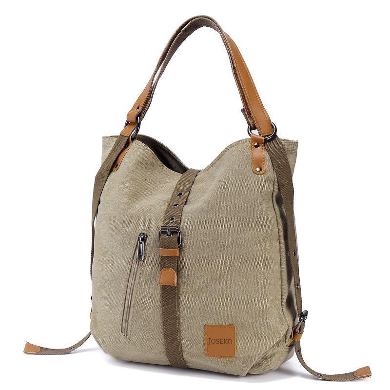 Multifunctionele Canvas Tas Vrouwen Converteerbare Rugzak Portemonnee Dames Schoudertas Casual Handtas