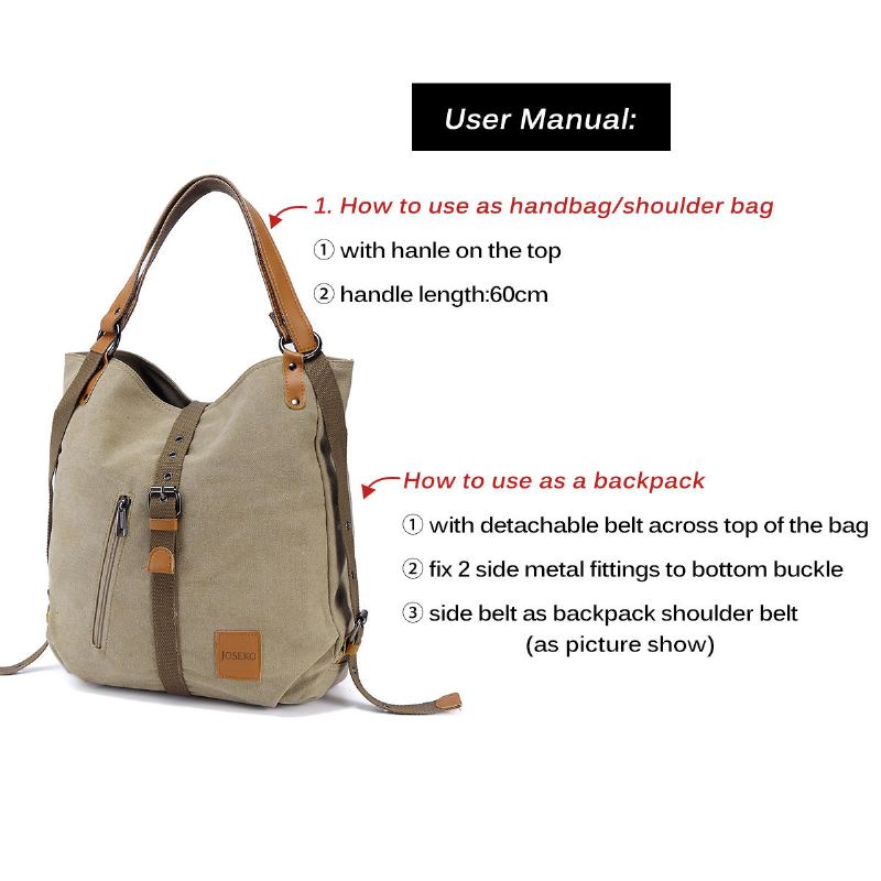 Multifunctionele Canvas Tas Vrouwen Converteerbare Rugzak Portemonnee Dames Schoudertas Casual Handtas