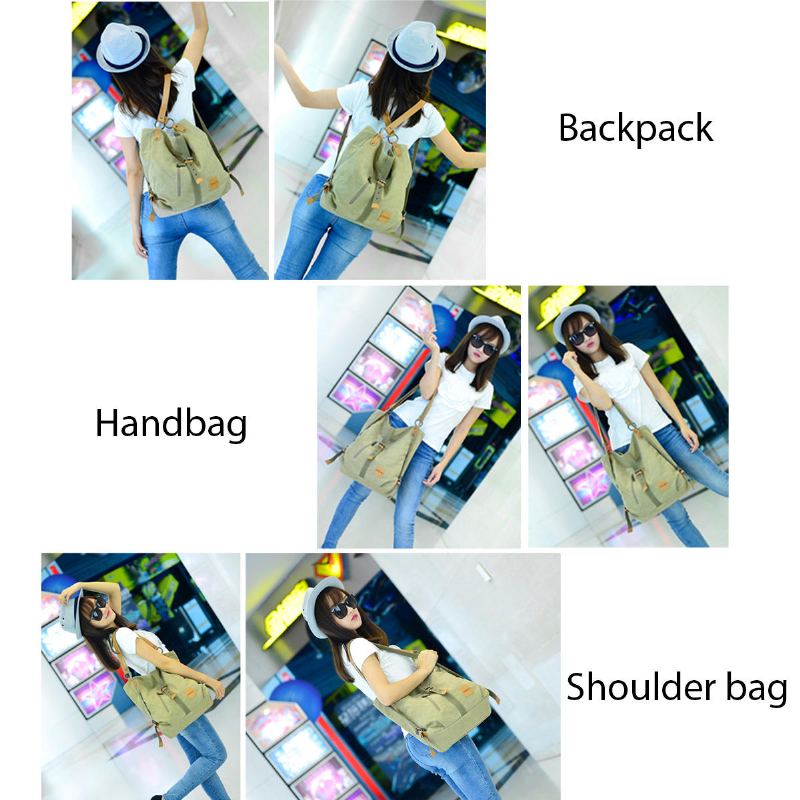 Multifunctionele Canvas Tas Vrouwen Converteerbare Rugzak Portemonnee Dames Schoudertas Casual Handtas