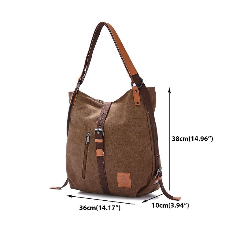 Multifunctionele Canvas Tas Vrouwen Converteerbare Rugzak Portemonnee Dames Schoudertas Casual Handtas