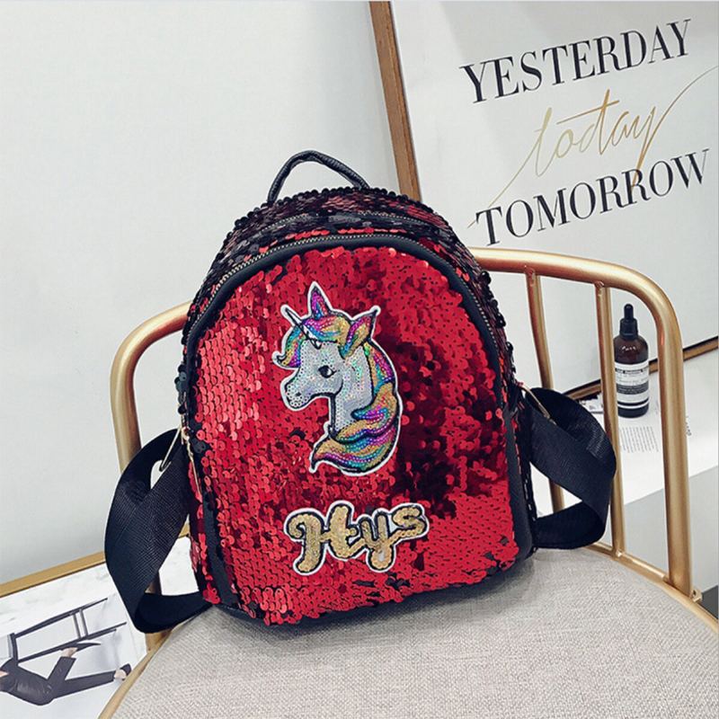 Pailletten 3d Eenhoorn Patroon Rugzak School Boodschappentas Rugzak Schooltas